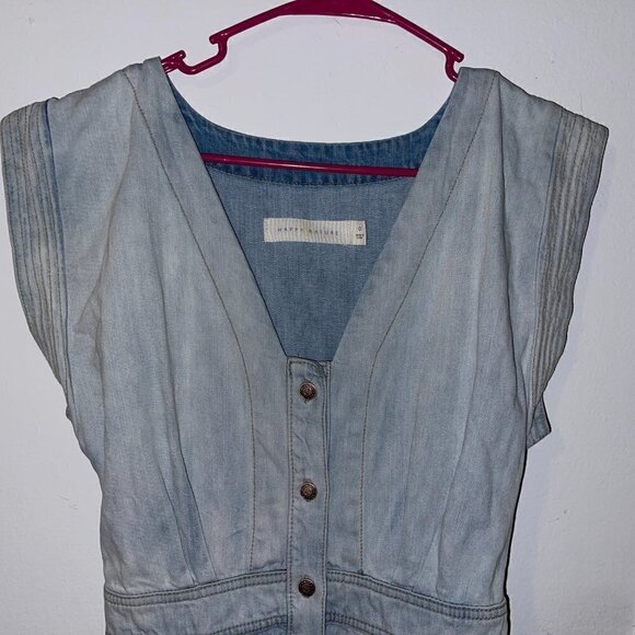 Happy X Nature By Kate Hudson Glide Dress In Cloud Wash Chambray Denim. Size 0. - Picture 6 of 6